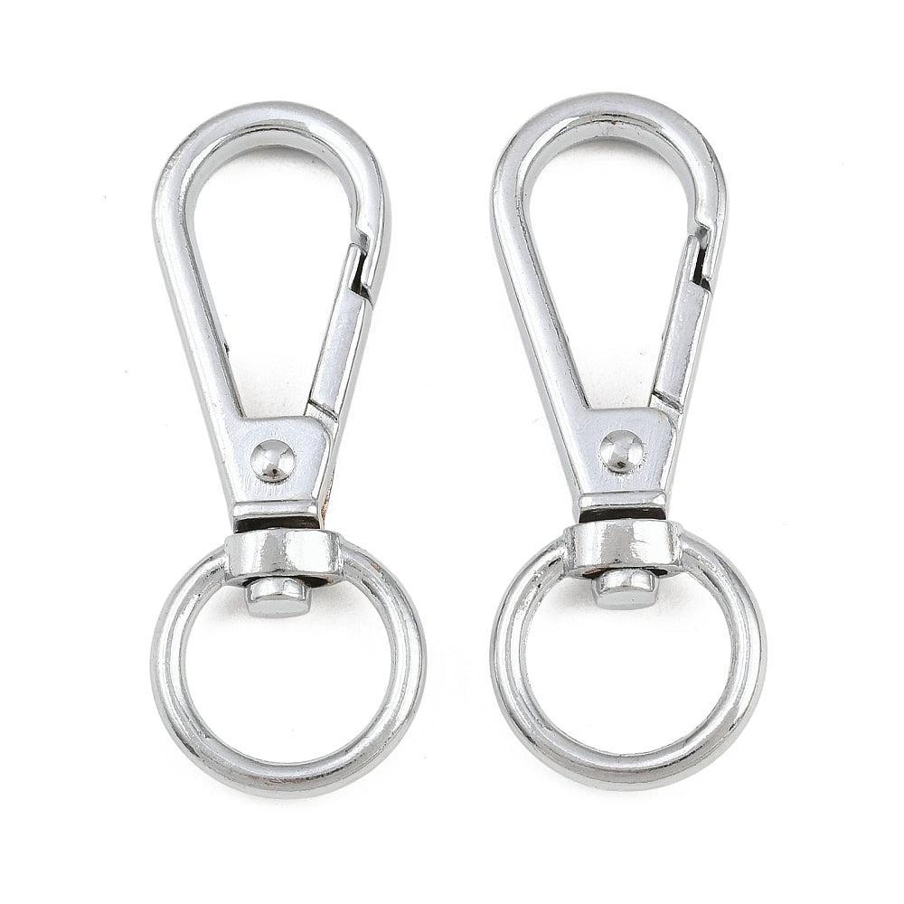 Sleutelhanger Karabijn Draaibaar Zilver 49x18.5mm - per stuk-Sluitingen-Kraaltjes van Renate