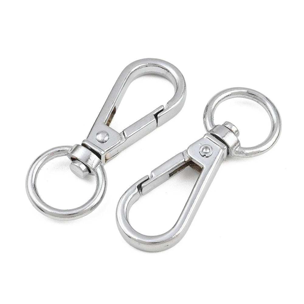 Sleutelhanger Karabijn Draaibaar Zilver 49x18.5mm - per stuk-Sluitingen-Kraaltjes van Renate