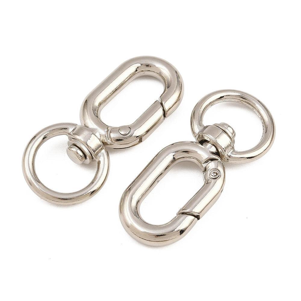 Sleutelhanger Karabijn Metaal Draaibaar Ovaal Zilver 41x18mm - per stuk-Sluitingen-Kraaltjes van Renate