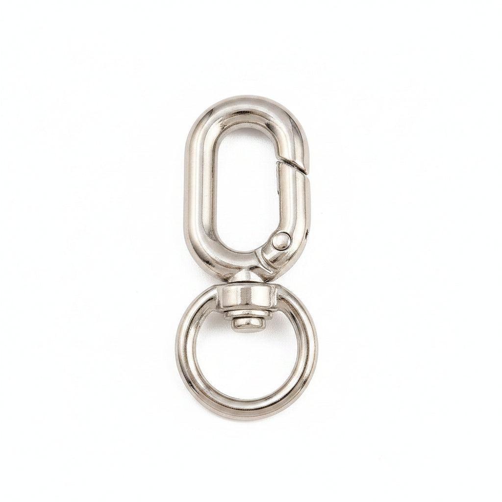 Sleutelhanger Karabijn Metaal Draaibaar Ovaal Zilver 41x18mm - per stuk-Sluitingen-Kraaltjes van Renate