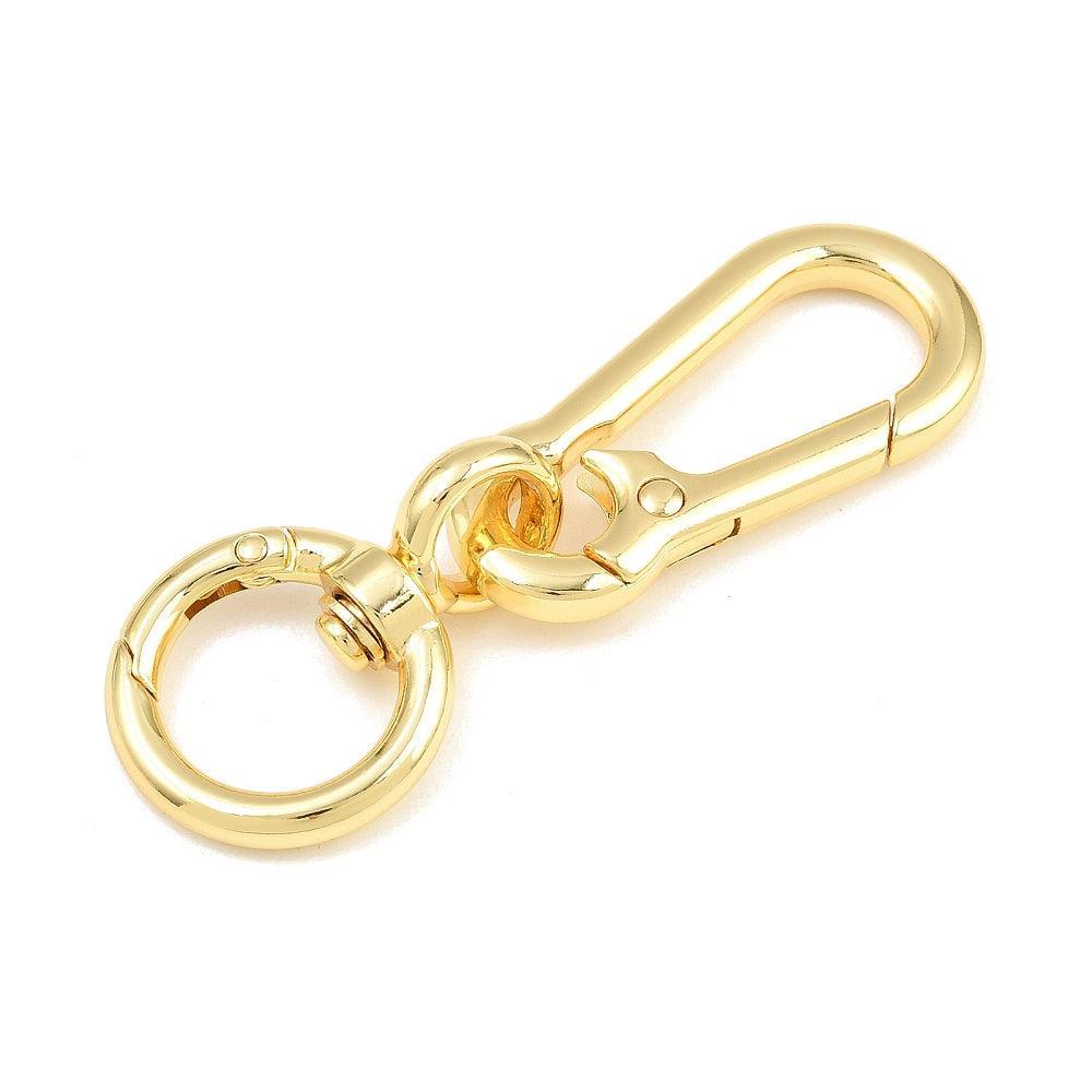 Sleutelhanger Karabijn Draaibaar Premium Brass Goud 76x25mm - per stuk-Sluitingen-Kraaltjes van Renate