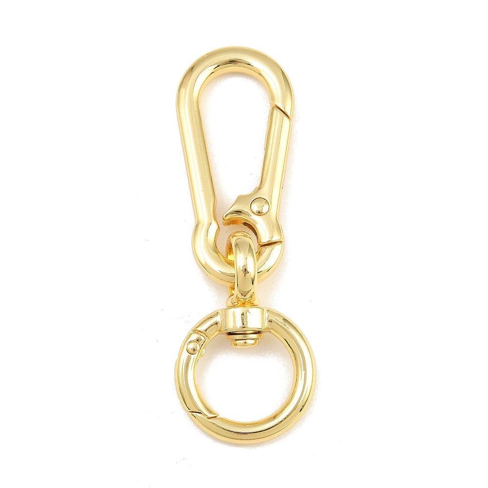 Sleutelhanger Karabijn Draaibaar Premium Brass Goud 76x25mm - per stuk-Sluitingen-Kraaltjes van Renate