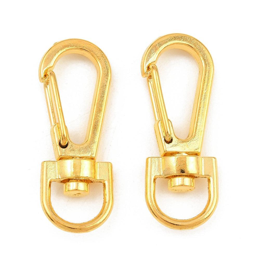 Sleutelhanger Karabijn Metaal Draaibaar Goud 38x13mm - per stuk-Sluitingen-Kraaltjes van Renate