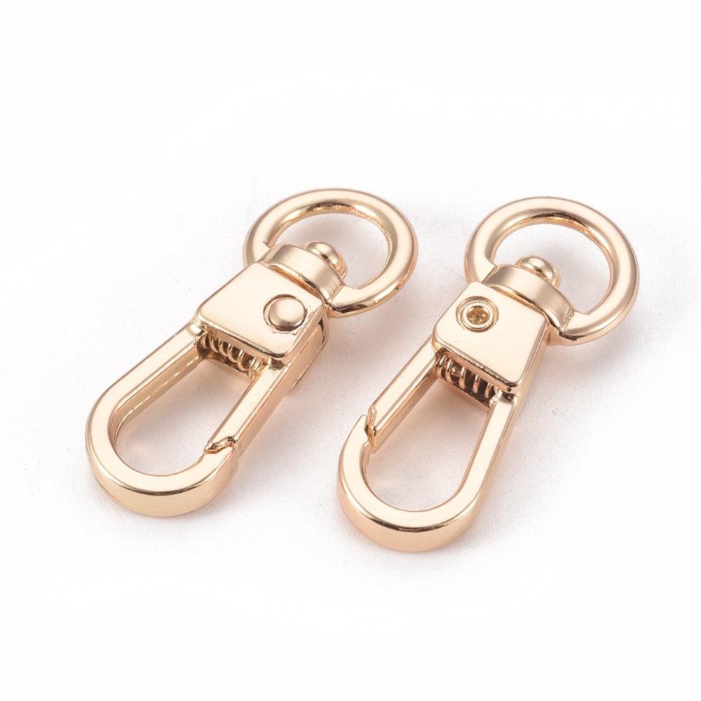 Sleutelhanger Karabijn Draaibaar Metaal Goud 31.5x12.5mm - per stuk-Sluitingen-Kraaltjes van Renate