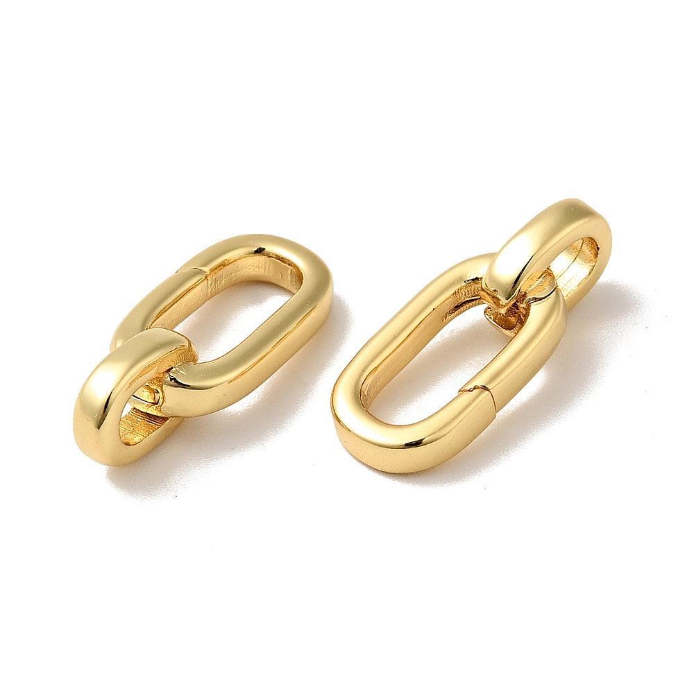 Veersluiting Karabijn Brass Goud Ovaal 8x19mm - per stuk-Sluitingen-Kraaltjes van Renate