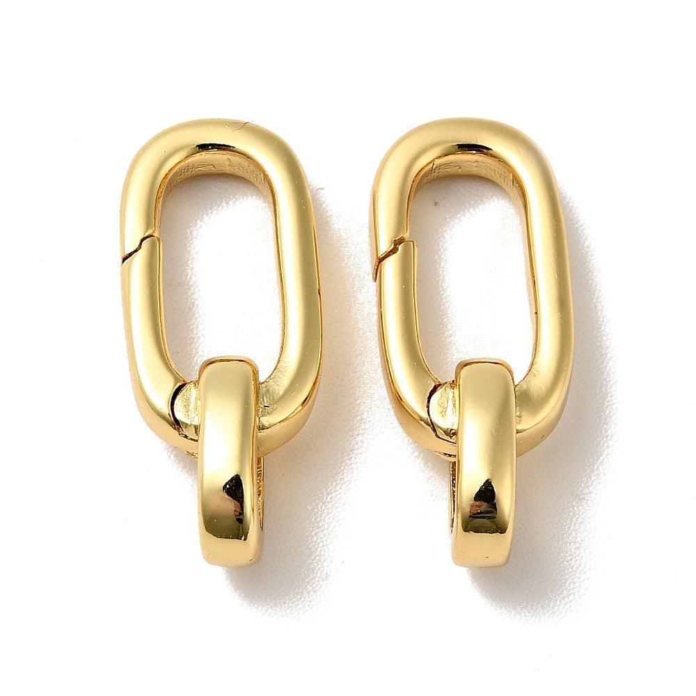 Veersluiting Karabijn Brass Goud Ovaal 8x19mm - per stuk-Sluitingen-Kraaltjes van Renate