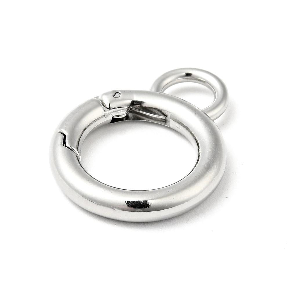 Veersluiting Ring Groot RVS Zilver 28x21.5mm - per stuk-Onderdelen-Kraaltjes van Renate