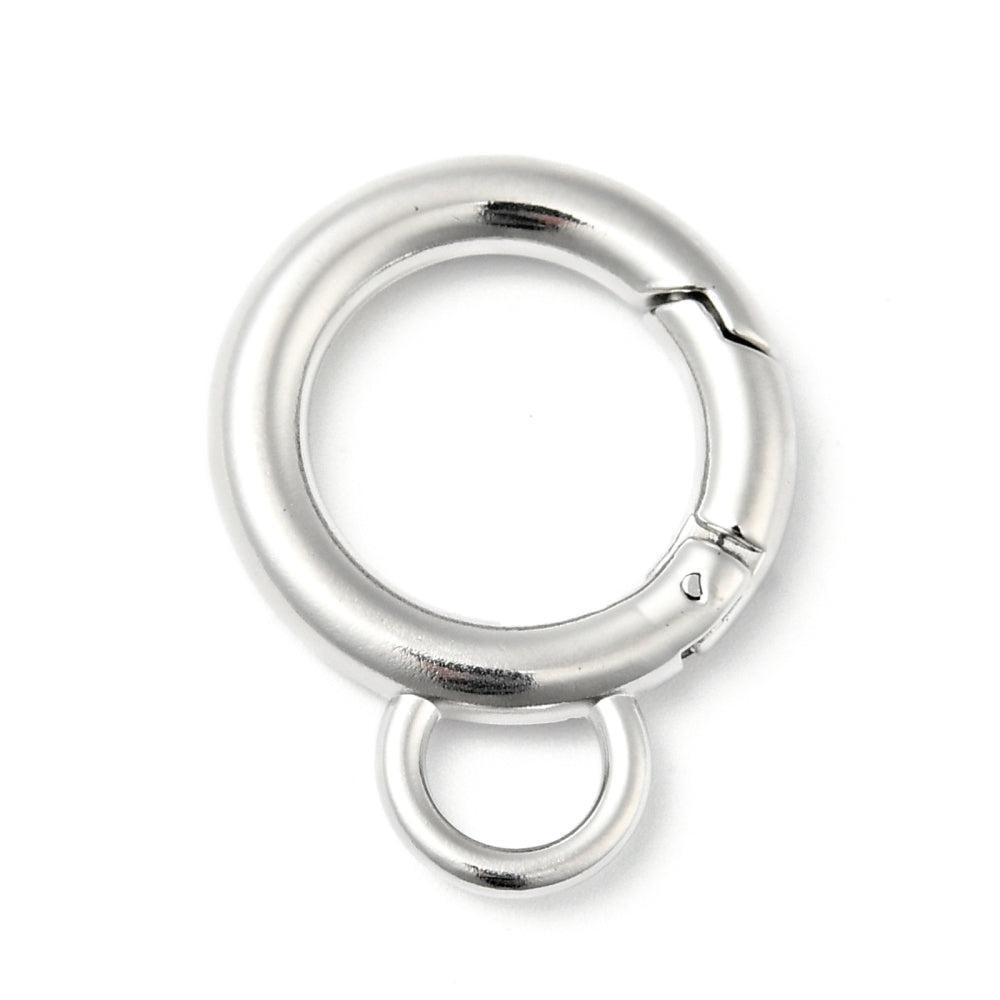 Veersluiting Ring Groot RVS Zilver 28x21.5mm - per stuk-Onderdelen-Kraaltjes van Renate
