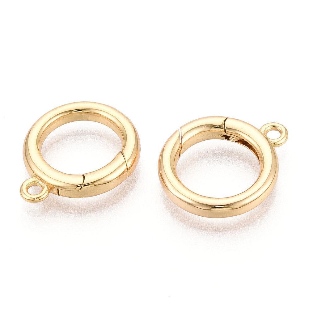 Veersluiting Rond met oogje Brass 18K Gold Plated 28mm - per stuk-Onderdelen-Kraaltjes van Renate
