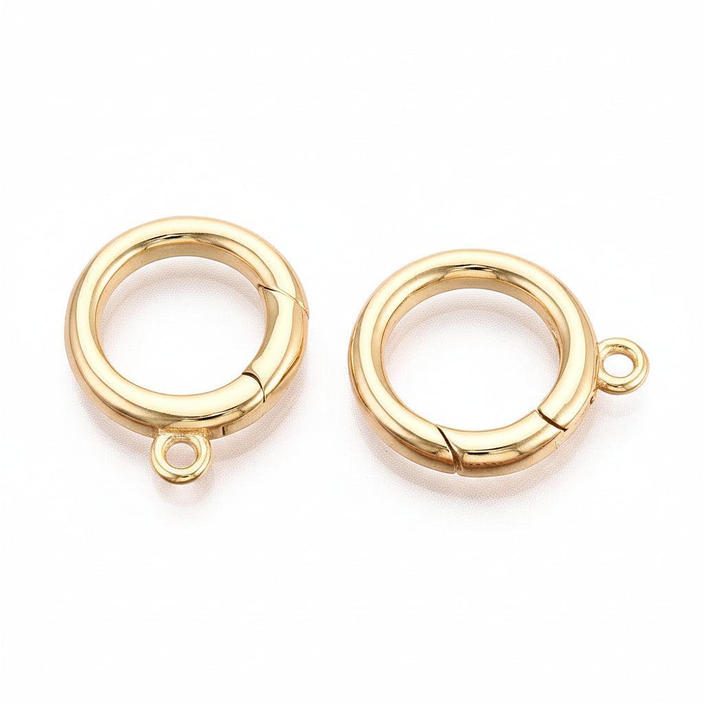 Veersluiting Rond met oogje Brass 18K Gold Plated 28mm - per stuk-Onderdelen-Kraaltjes van Renate