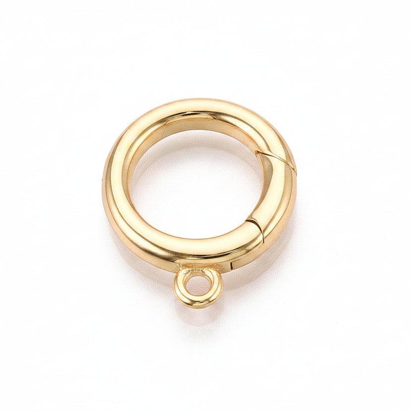 Veersluiting Rond met oogje Brass 18K Gold Plated 28mm - per stuk-Onderdelen-Kraaltjes van Renate