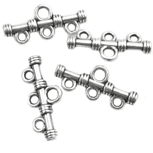 Verdeler 3 ogen Zilver 20x9mm - 4 stuks-Kraaltjes van Renate