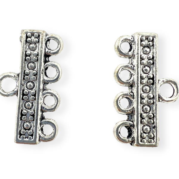 Verdeler 4 ogen Zilver 20x9mm - 4 stuks-bedels-Kraaltjes van Renate