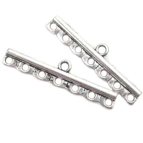 Verdeler 7 ogen Zilver 39x10mm - 2 stuks-Kraaltjes van Renate