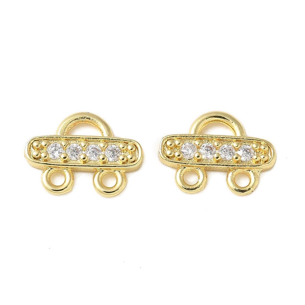 Bedel tussenzetsel zirconia auto brass 18K goud 8x11mm- per stuk-bedels-Kraaltjes van Renate