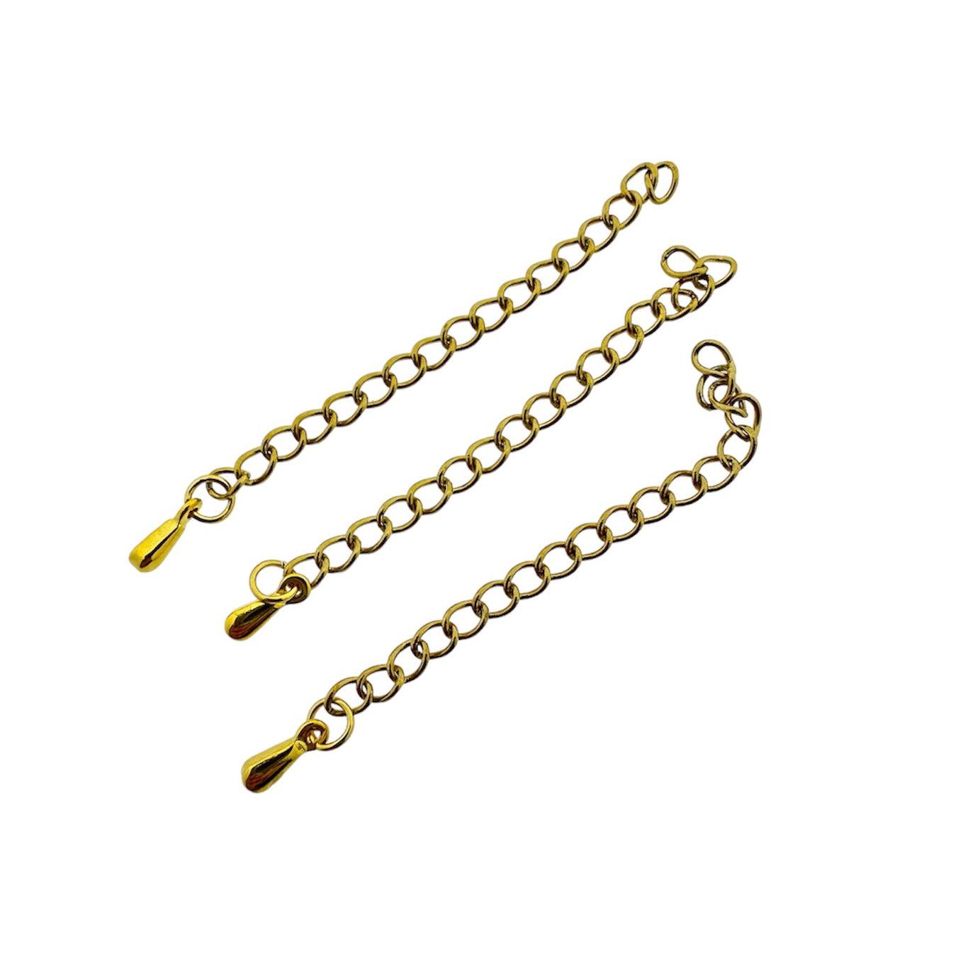 Verlengketting 60mm RVS goud druppeltje- per 3 stuks-onderdelen-Kraaltjes van Renate