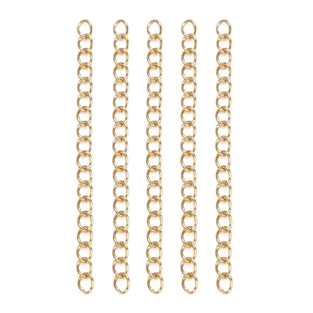 Verlengketting Goud Stainless steel 50x3mm - 5 stuks-onderdelen-Kraaltjes van Renate
