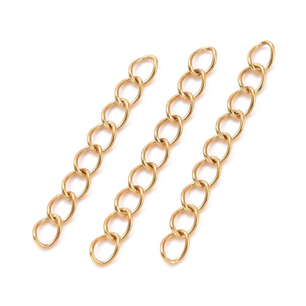 Verlengketting RVS goud 25mm- per 4 stuks-Onderdelen-Kraaltjes van Renate