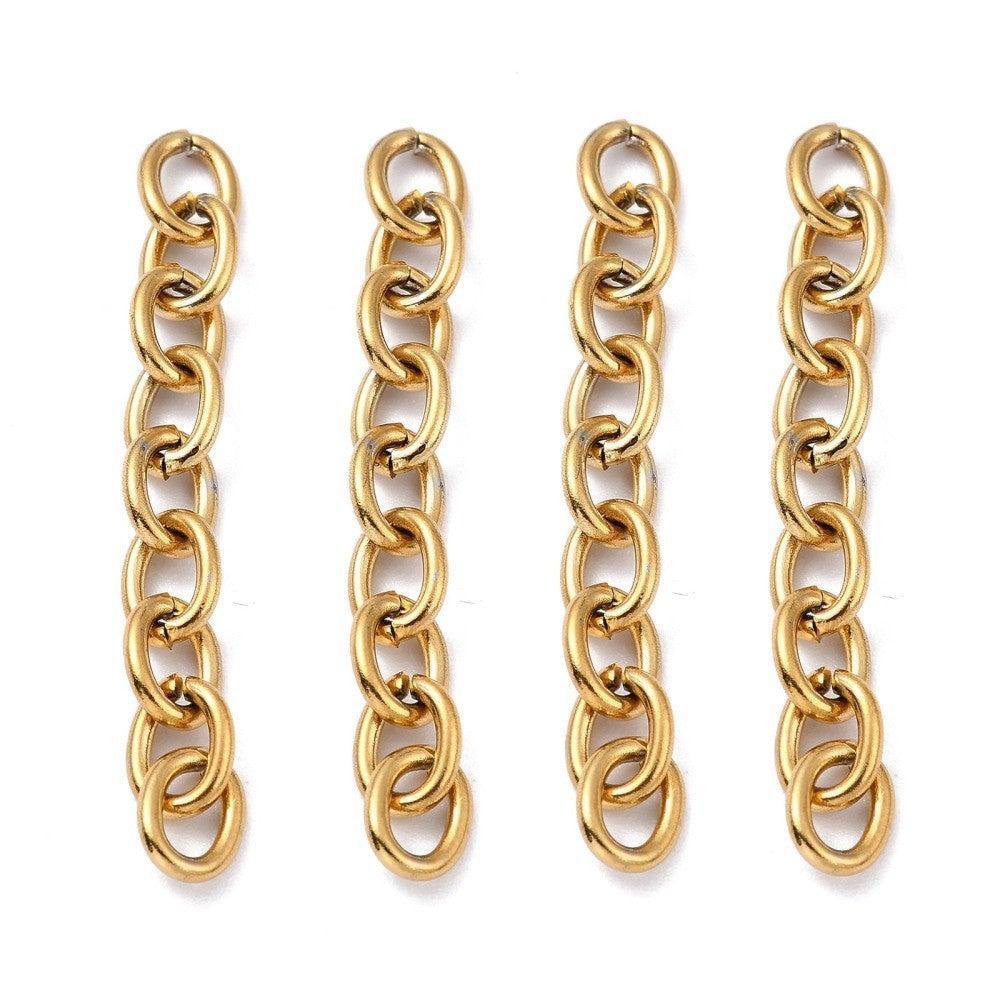 Verlengketting RVS goud 50mm- per stuk-Onderdelen-Kraaltjes van Renate