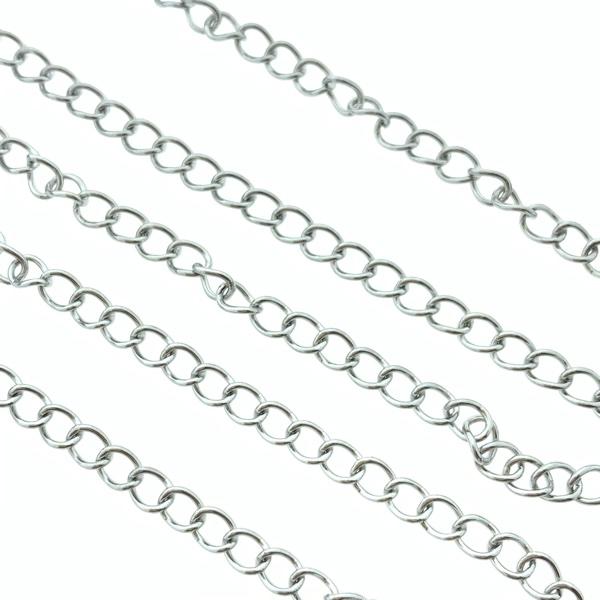 Verlengketting RVS platte schakel 3x4mm - prijs per 10cm-Kraaltjes van Renate
