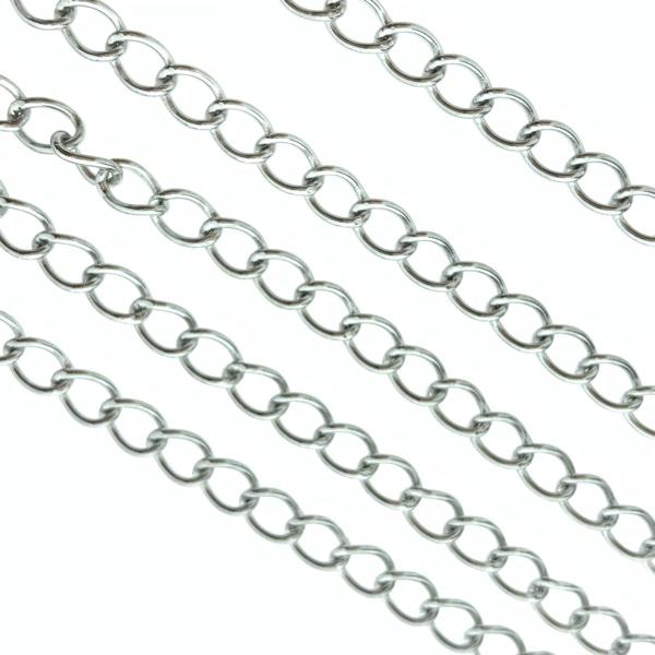 Verlengketting RVS platte schakel 4x5mm - prijs per 10cm-Kraaltjes van Renate
