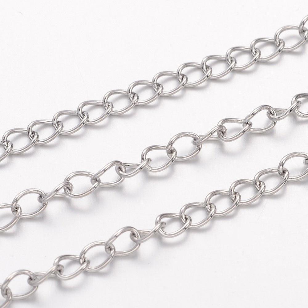 Verlengketting RVS zilver 4x3mm - prijs per 10cm-ketting-Kraaltjes van Renate