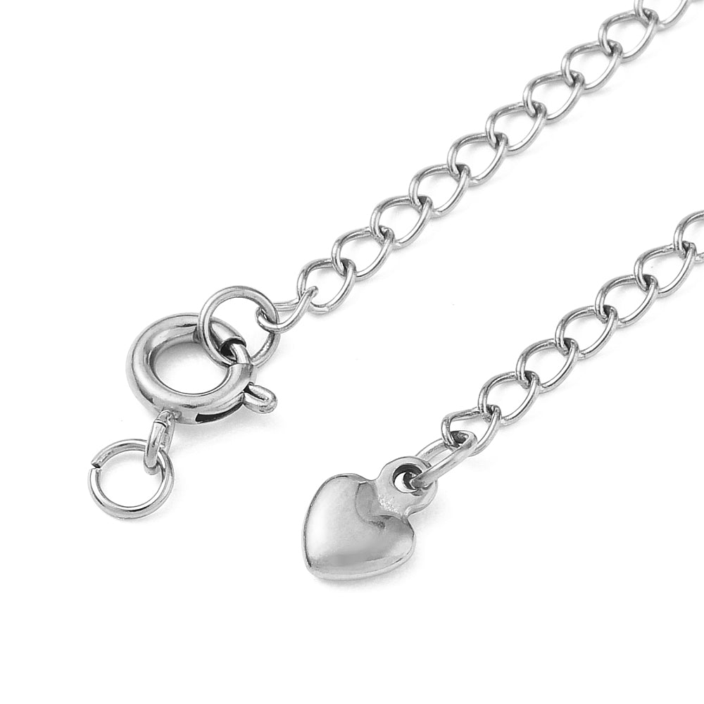 Verlengketting met Veersluiting en Hart RVS Staalkleur 62mm - per stuk-Sluitingen-Kraaltjes van Renate