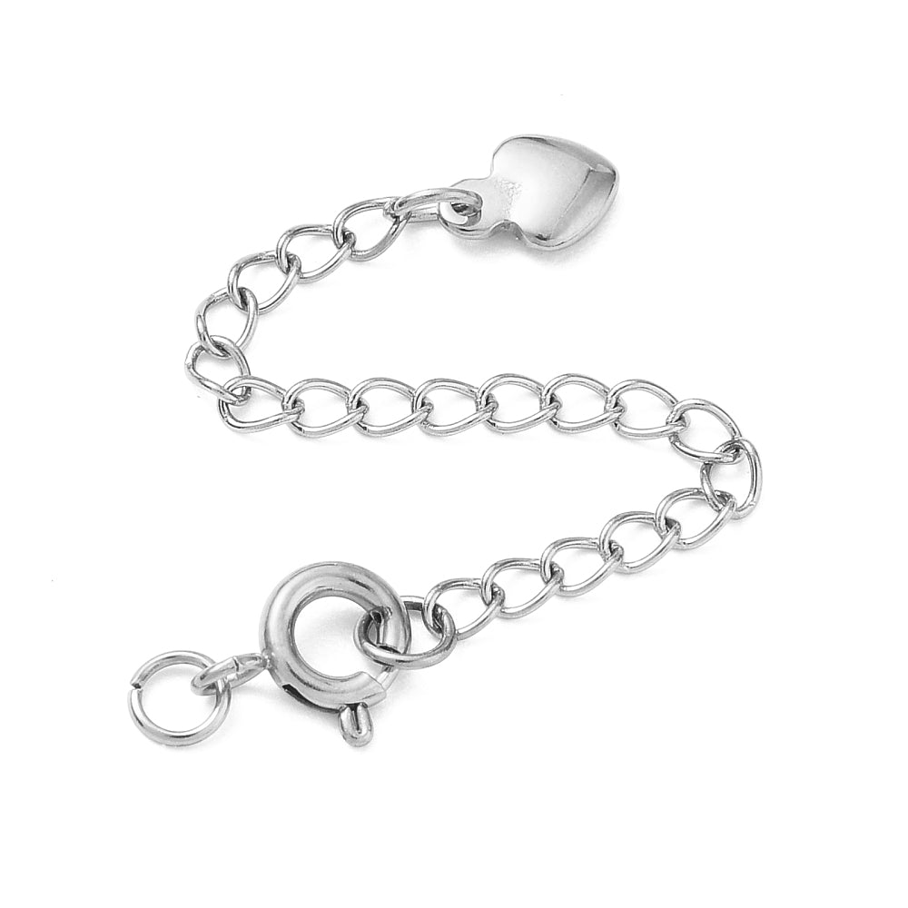 Verlengketting met Veersluiting en Hart RVS Staalkleur 62mm - per stuk-Sluitingen-Kraaltjes van Renate