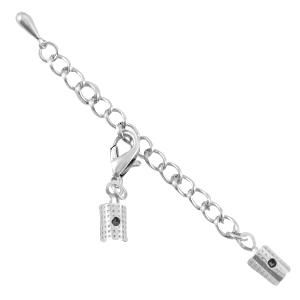 Verlengketting set met karabijnslot en 3mm klem Zilver DQ-Kraaltjes van Renate