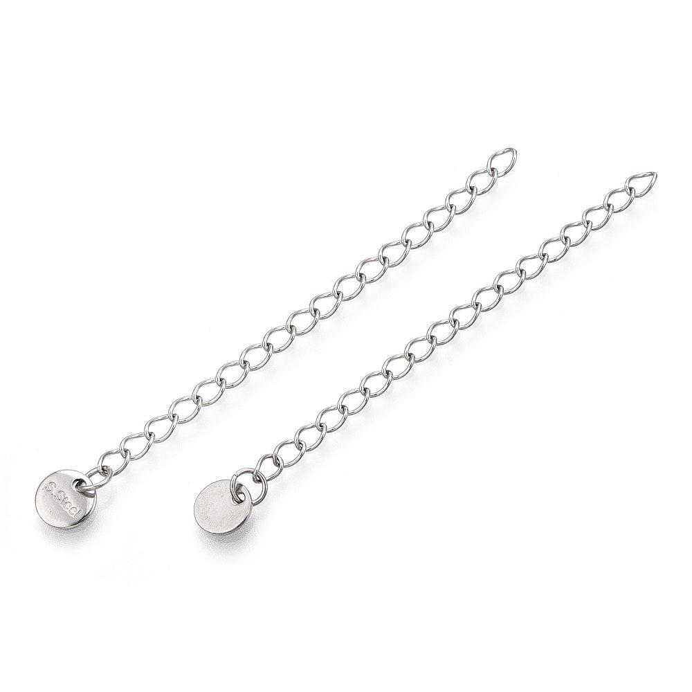 Verlengketting zilver met 6mm muntje RVS - 60mm-Onderdelen-Kraaltjes van Renate