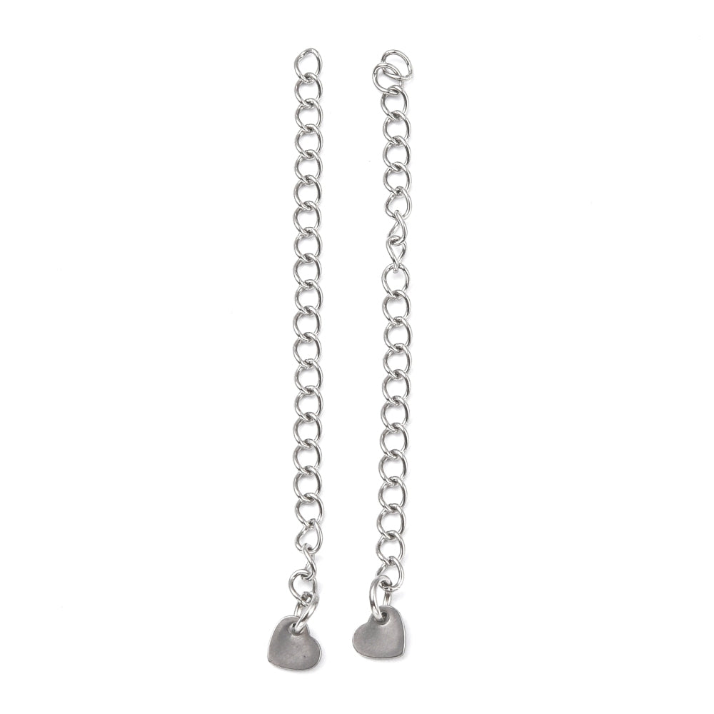 Verlengketting zilver rvs 60mm hartje 4mm- per stuk-bedels-Kraaltjes van Renate