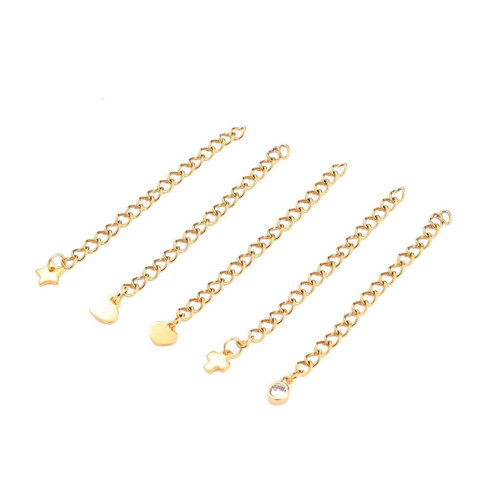 Verlengkettingset goud met hanger - 5 stuks-onderdelen-Kraaltjes van Renate
