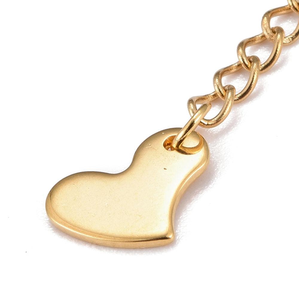 Verlengkettinkje goud met hart RVS - 60mm-onderdelen-Kraaltjes van Renate