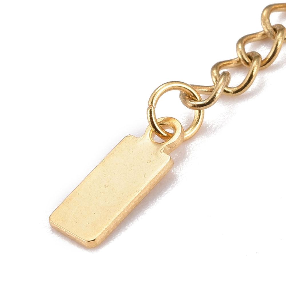 Verlengkettinkje goud met staafje RVS - 60mm-onderdelen-Kraaltjes van Renate