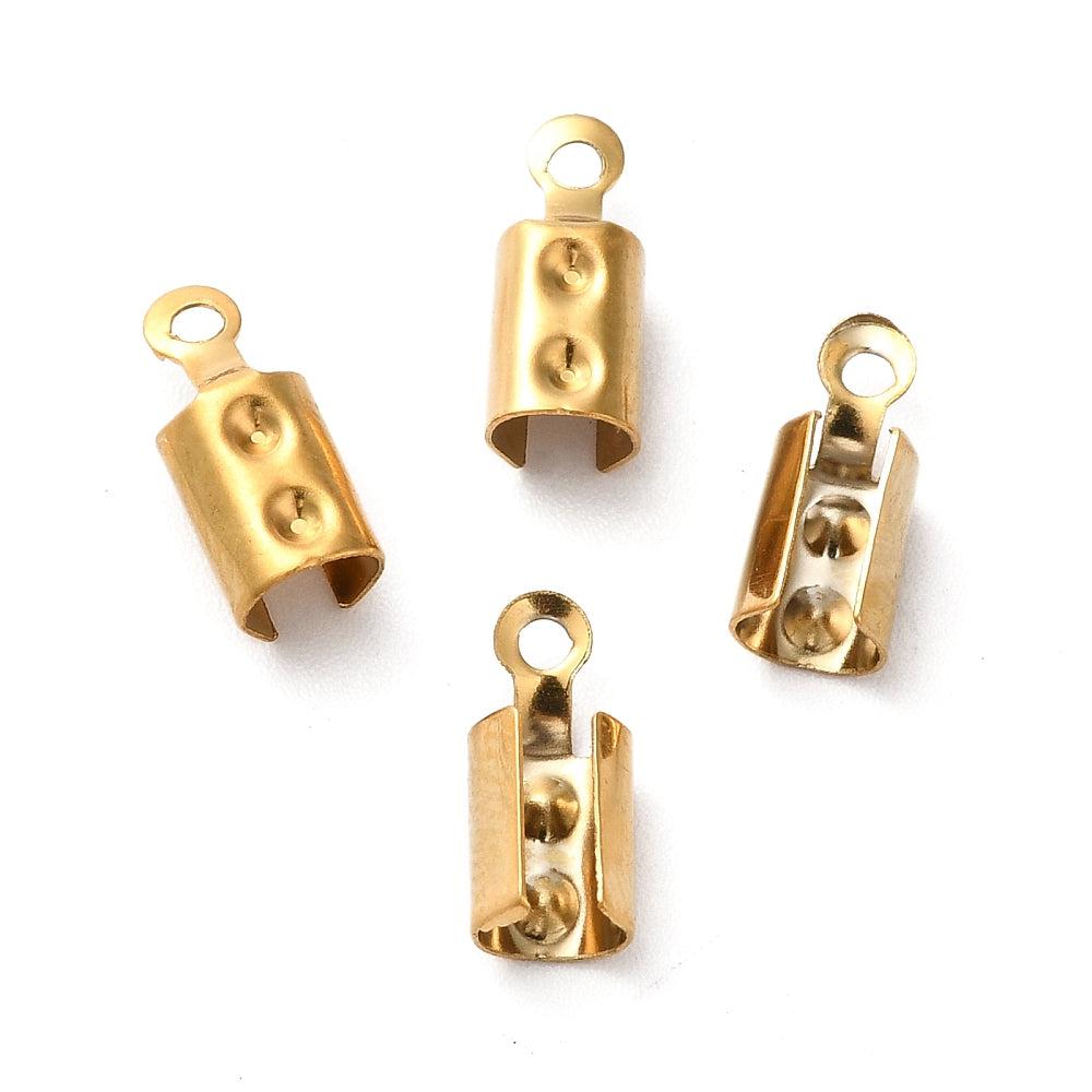Veterklem RVS 18K gold plated 5x11mm - per 4 stuks-Onderdelen-Kraaltjes van Renate
