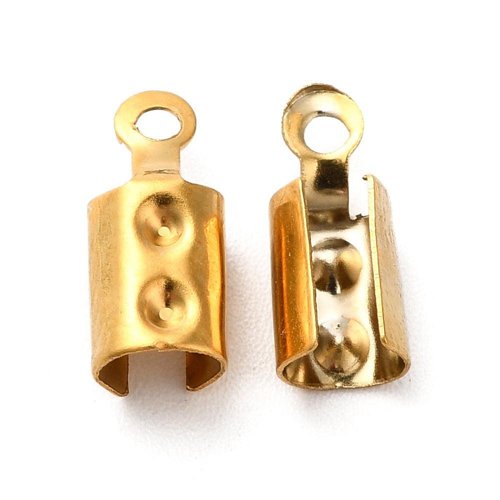 Veterklem RVS 18K gold plated 5x11mm - per 4 stuks-Onderdelen-Kraaltjes van Renate