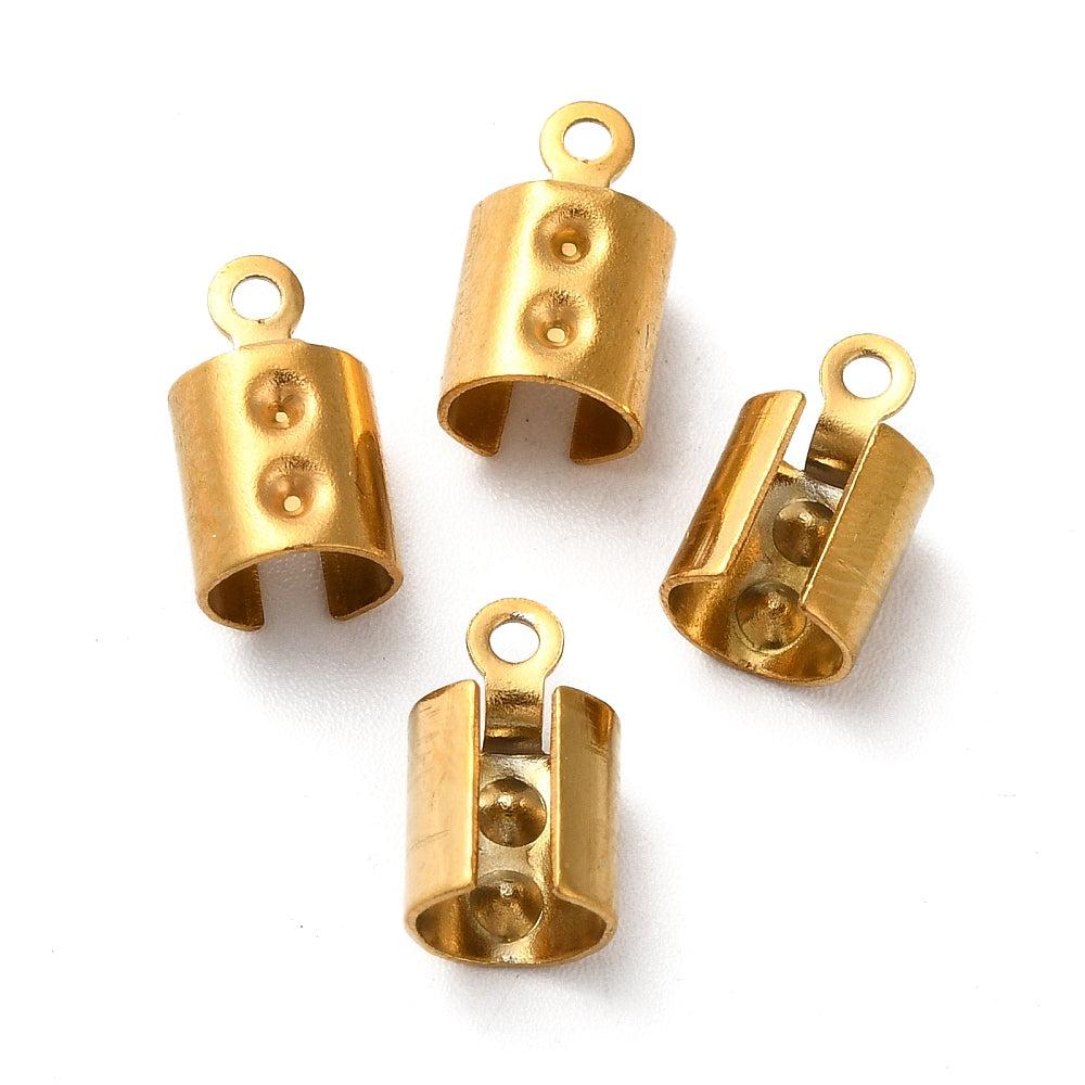 Veterklem RVS 18K gold plated 7x12mm - per 4 stuks-Onderdelen-Kraaltjes van Renate