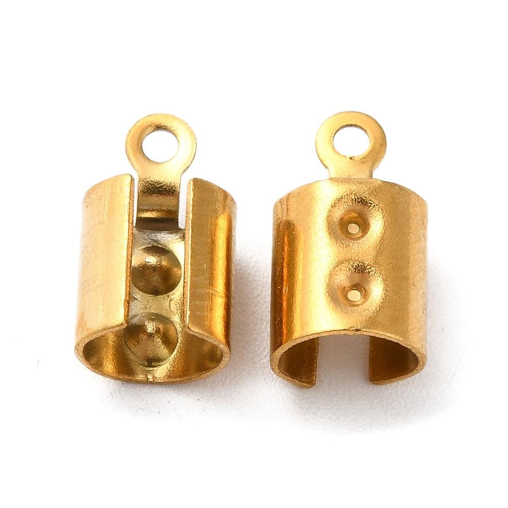 Veterklem RVS 18K gold plated 7x12mm - per 4 stuks-Onderdelen-Kraaltjes van Renate