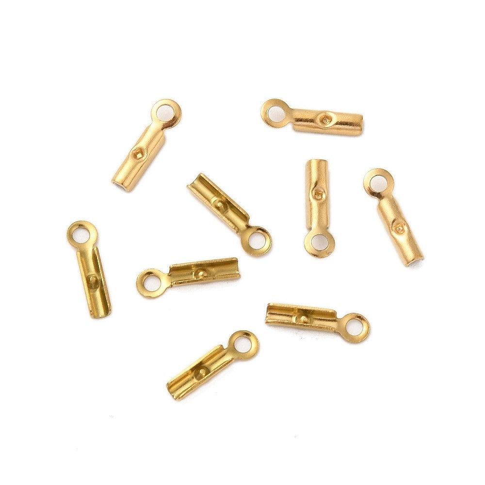 Veterklem RVS 18K gold plated 8x2mm - per 4 stuks-Onderdelen-Kraaltjes van Renate