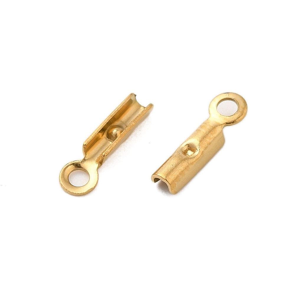 Veterklem RVS 18K gold plated 8x2mm - per 4 stuks-Onderdelen-Kraaltjes van Renate