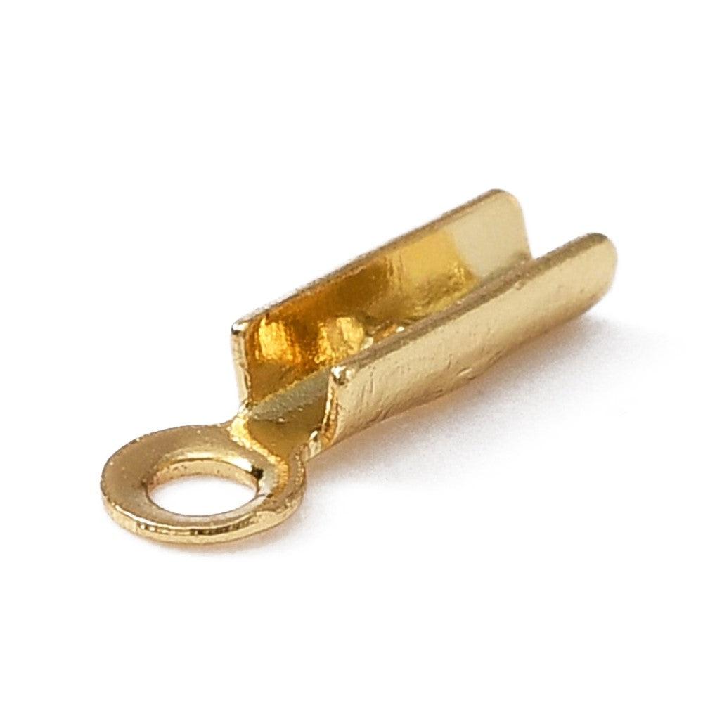 Veterklem RVS 18K gold plated 8x2mm - per 8 stuks-Onderdelen-Kraaltjes van Renate