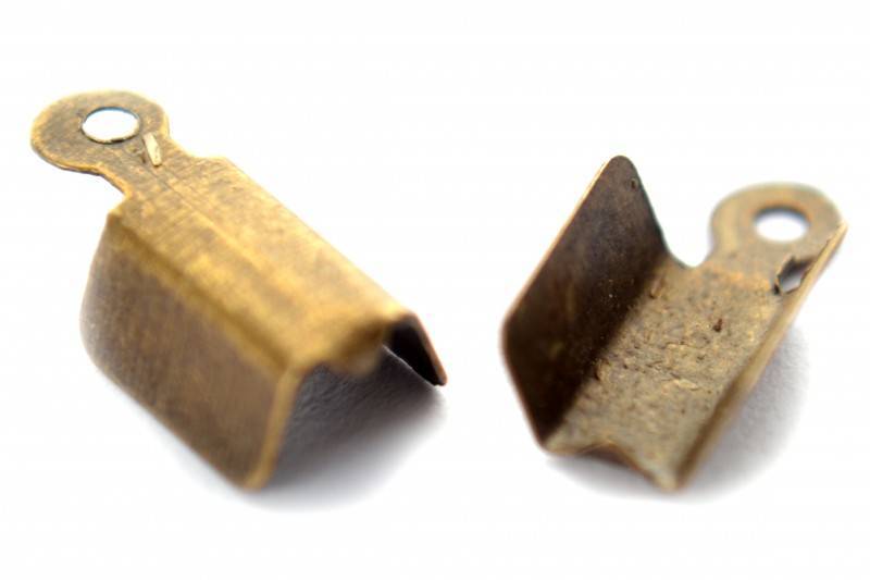 Veterklem metaal brons 12x6mm per 7 stuks-Kraaltjes van Renate