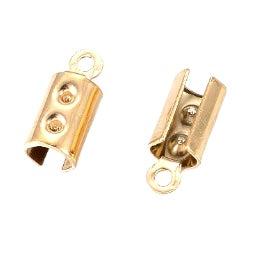 Veterklemmen RVS 8.5x3mm goud- 6 stuks-onderdelen-Kraaltjes van Renate