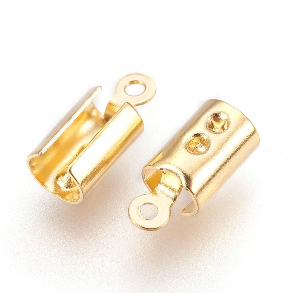 Veterklemmetjes RVS goud 10mm- per 2 stuks-Onderdelen-Kraaltjes van Renate