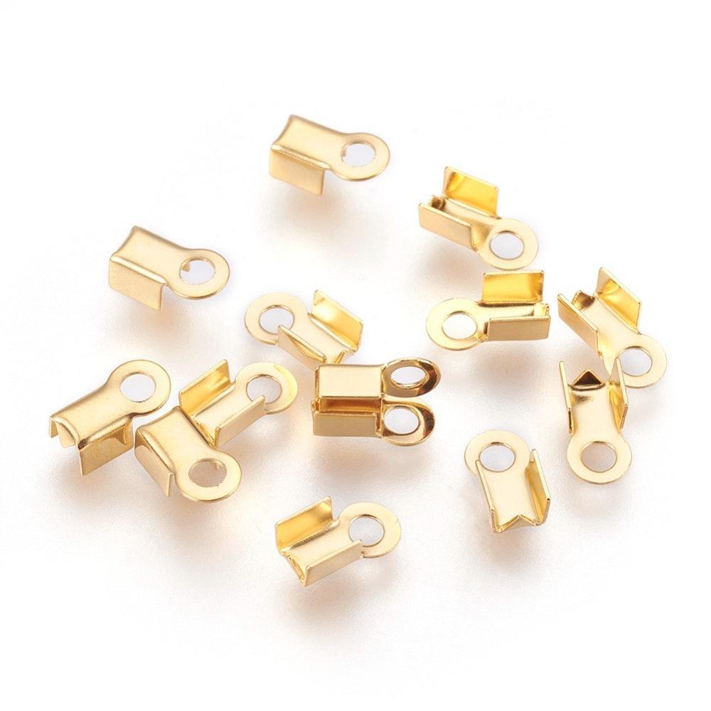 Veterklemmetjes RVS goud 8mm- per 2 stuks-Onderdelen-Kraaltjes van Renate