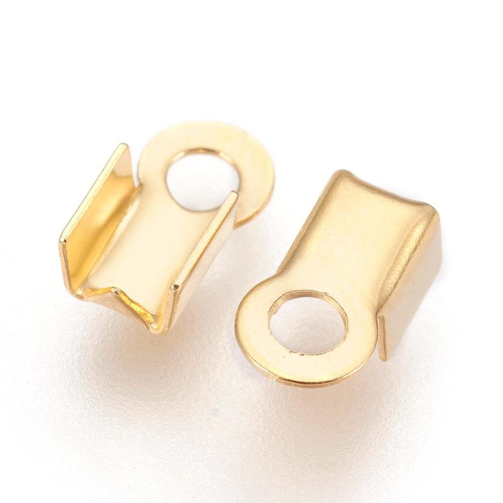 Veterklemmetjes RVS goud 8mm- per 2 stuks-Onderdelen-Kraaltjes van Renate
