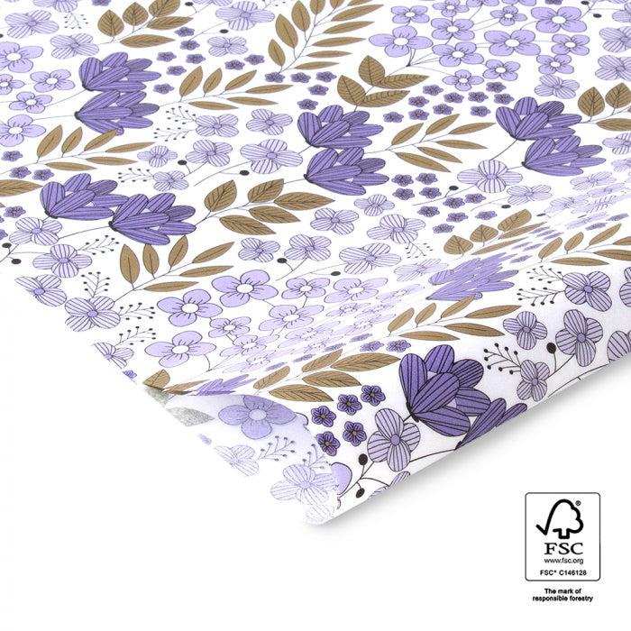 Vloeipapier Flower Field Gold Violet 150x70cm - 5 stuks-Gifts-Kraaltjes van Renate