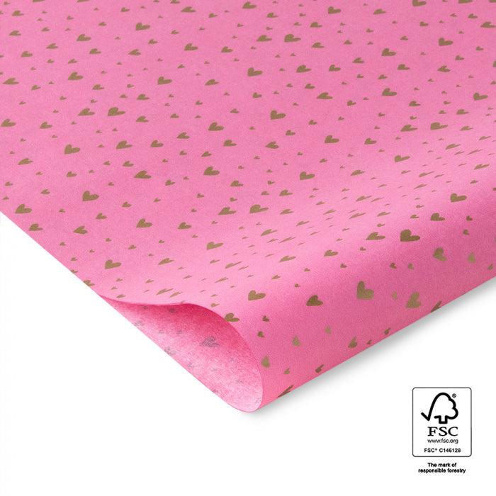 Vloeipapier Hearts Gold Flamingo Pink 150x70cm - 5 stuks-Gifts-Kraaltjes van Renate