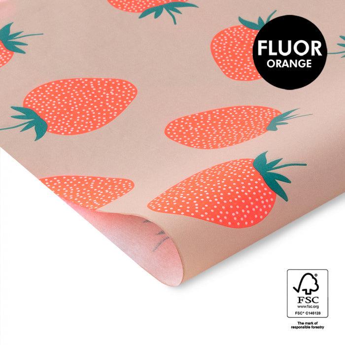 Vloeipapier Strawberry Fluor Orange 150x70cm - 5 stuks-Gifts-Kraaltjes van Renate