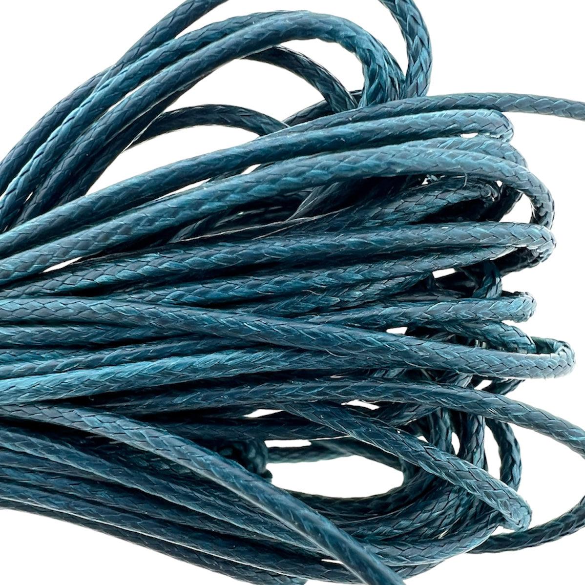 Waxkoord shiny teal blue 1mm - 5 meter-koord-Kraaltjes van Renate
